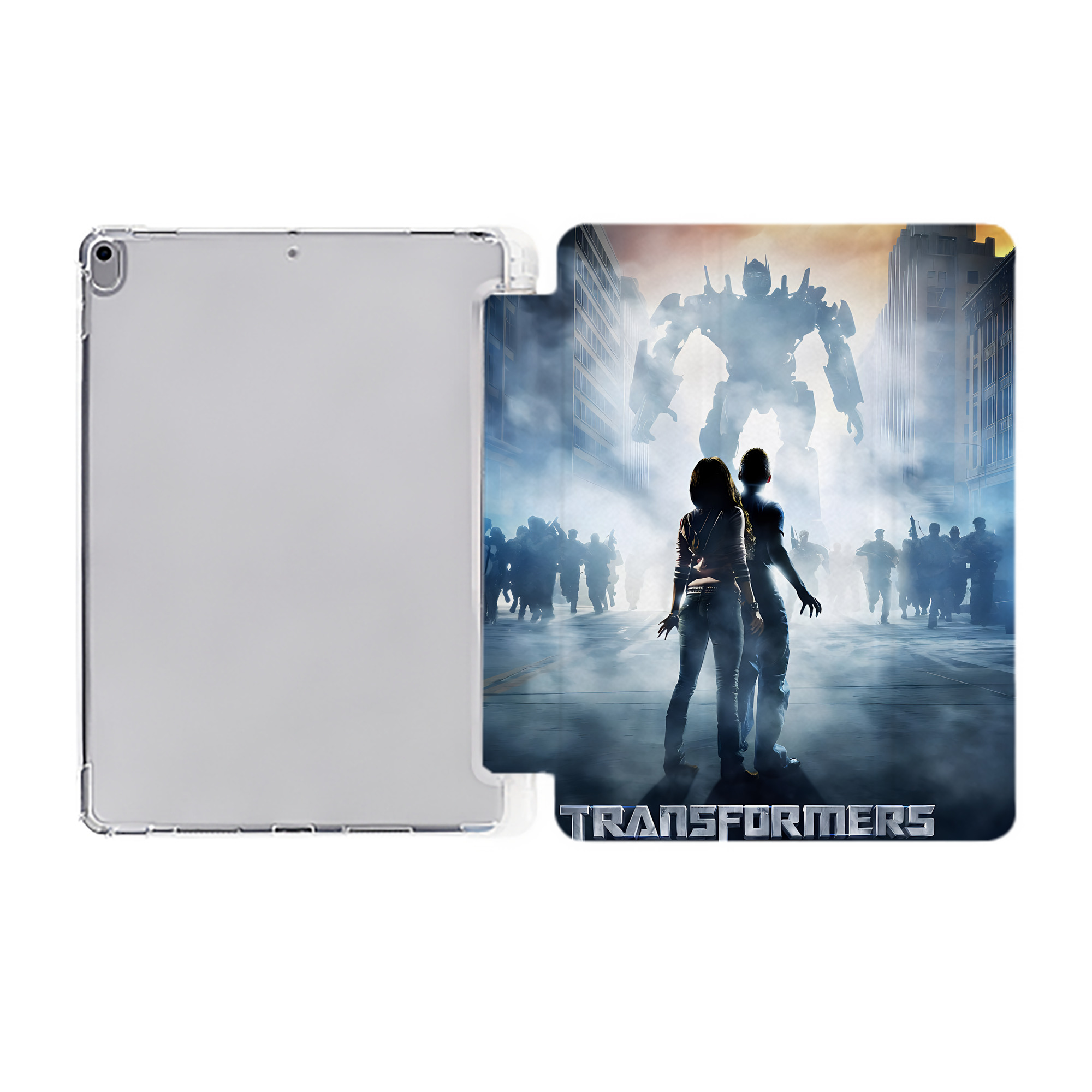 （画像用） Transformers トランスフォーマー IPad ケース ペン収納付き 三つ折りスタンド PUレザー×シリコン 対応機種9.5/10.5/10.9インチ